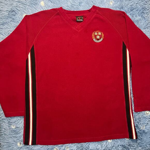 VINTAGE Harvard Logo V Neck Pullover Sweater Size XL Unisex Casual College - Picture 1 of 13